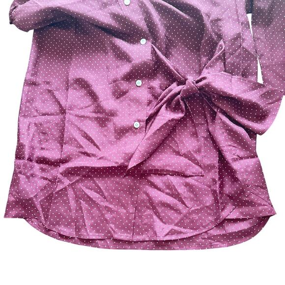 New THAKOON Silk Wrap Tie Shirt Dress Martin White Polka Dot Button Front Sz S - Picture 14 of 15